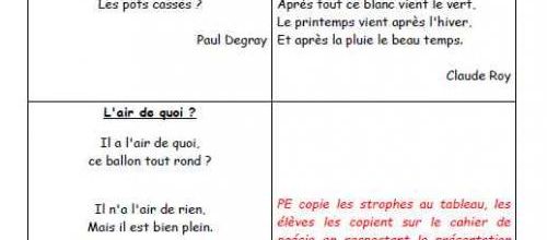 Poésies CE1 à copier (période 5)