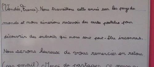 Envoyer une carte postale de l'étranger pour des élèves curieux