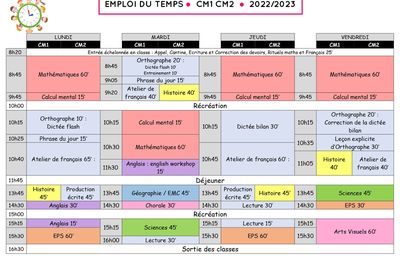 Emploi du temps CM1-CM2 2022-2023