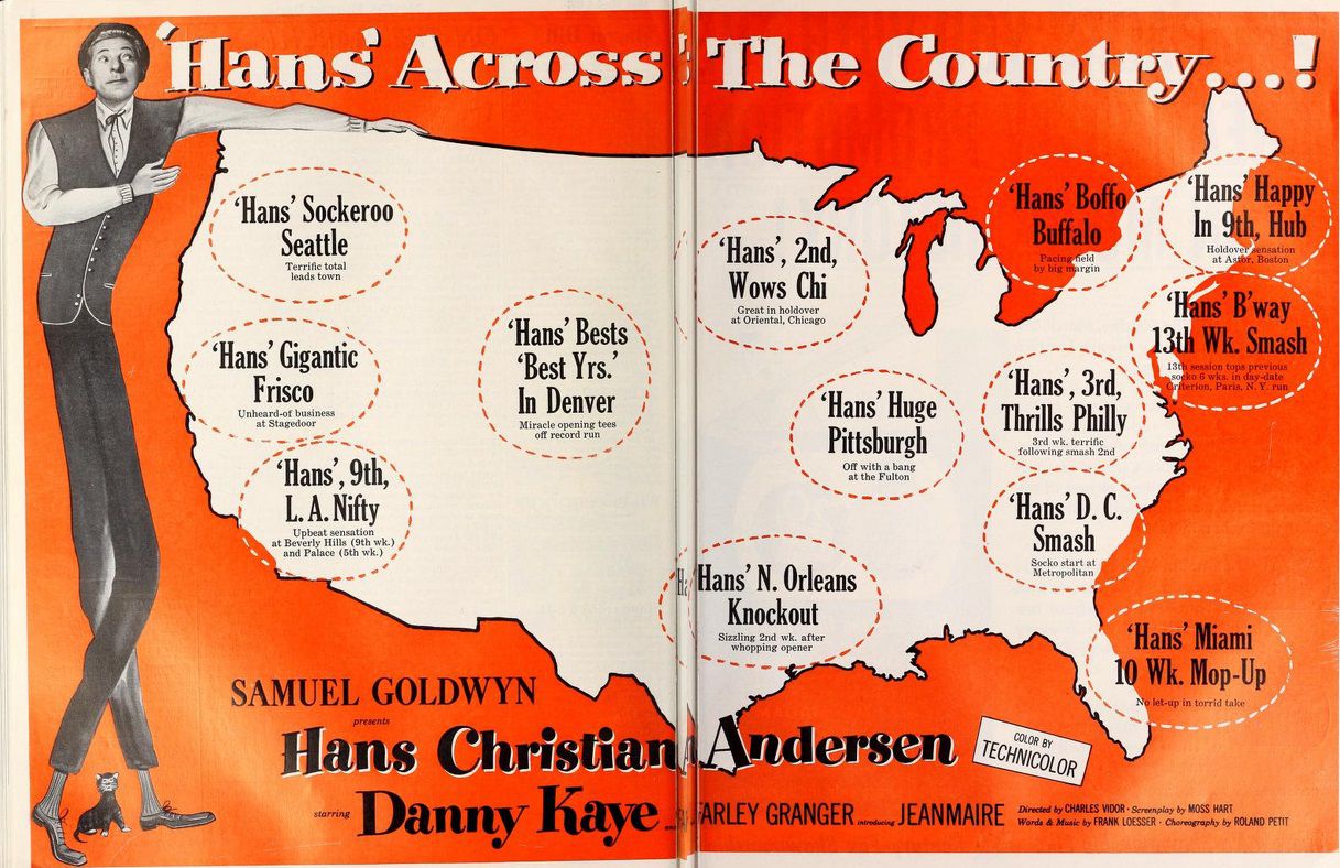 HANS CHRISTIAN ANDERSEN BOX OFFICE USA 1952