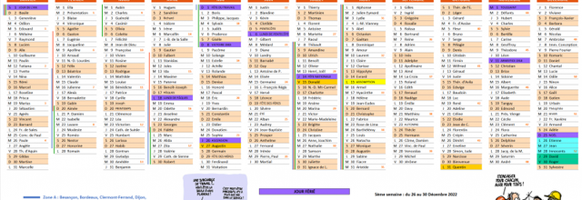 Calendrier CFDT STELLANTIS VELIZY 2022