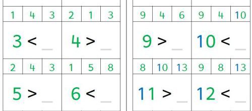 < ou > : cartes à choix (version "normale" et Montessori)